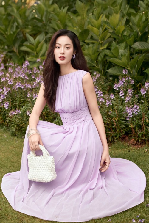 Sixdo Light Purple Chiffon Flared Skirt